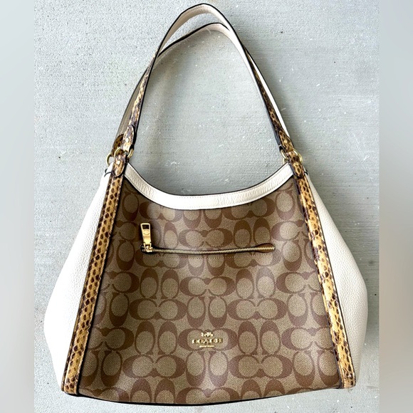 Coach Handbags - Coach Kristy Snakeskin Leather Triple
Compartment Large Shoulder Bag C7332 VGC